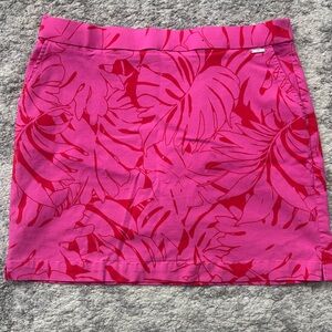 Rafaella Pink Tropical Leaf Print Mini Skirt Skort with shorts Resort Beach XL